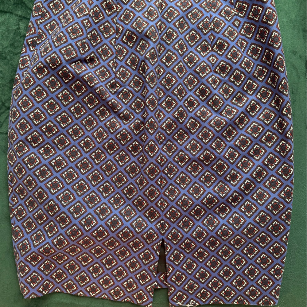 Express Blue and Brown Geometric pencil skirt